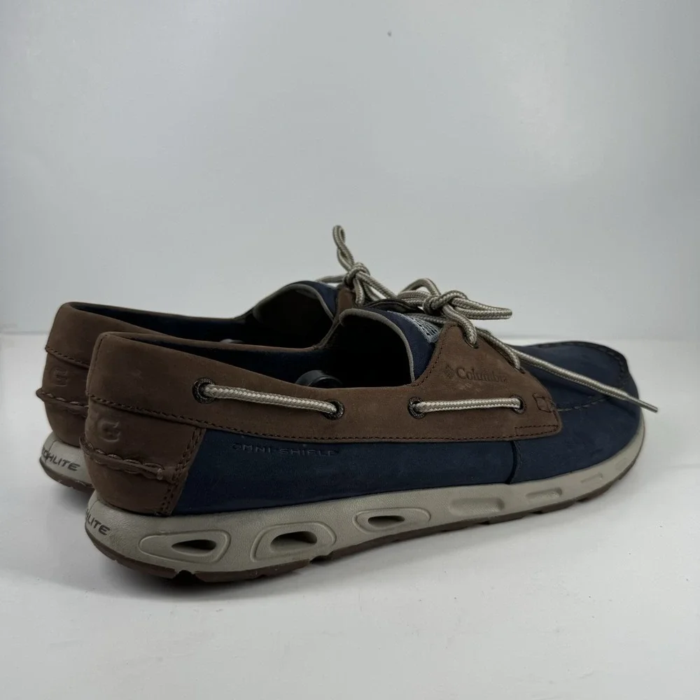 Columbia PFG Bonehead Vent Men's US 14 Navy Blue Leather Boat Shoes BM4438-464